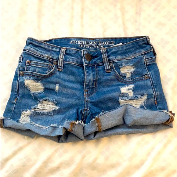 American eagle denim short shorts size 0 - Picture 1 of 3